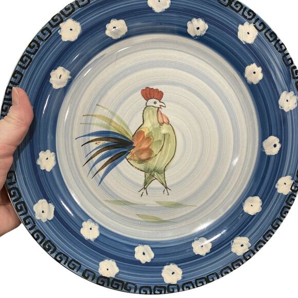 Royal Norfolk 10 3/4" Dinner Plate Rooster Center Blue & White Porcelain Ceramic - Picture 3 of 4